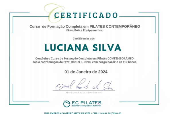Certificado EC Pilates
